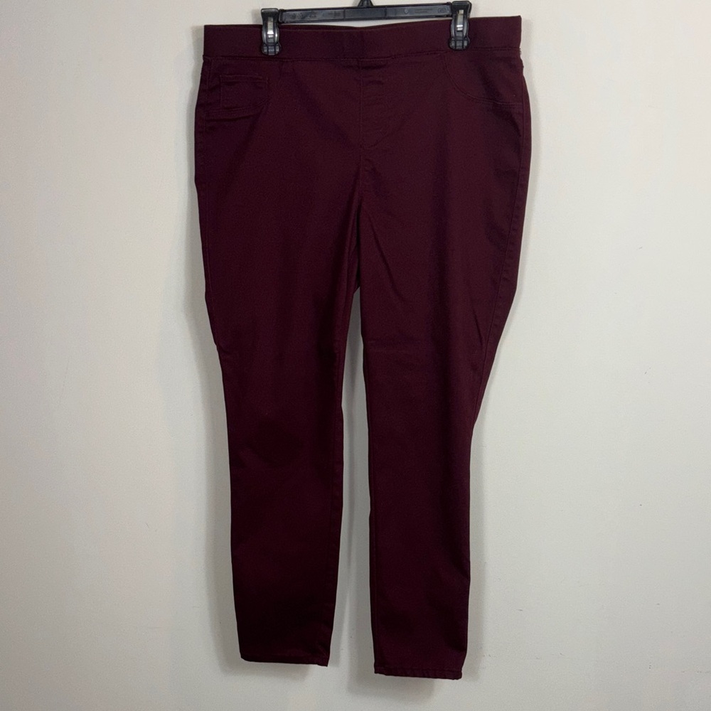 Natural Reflections Burgundy Slim Fit Pull on Elastic waist Pants size XL